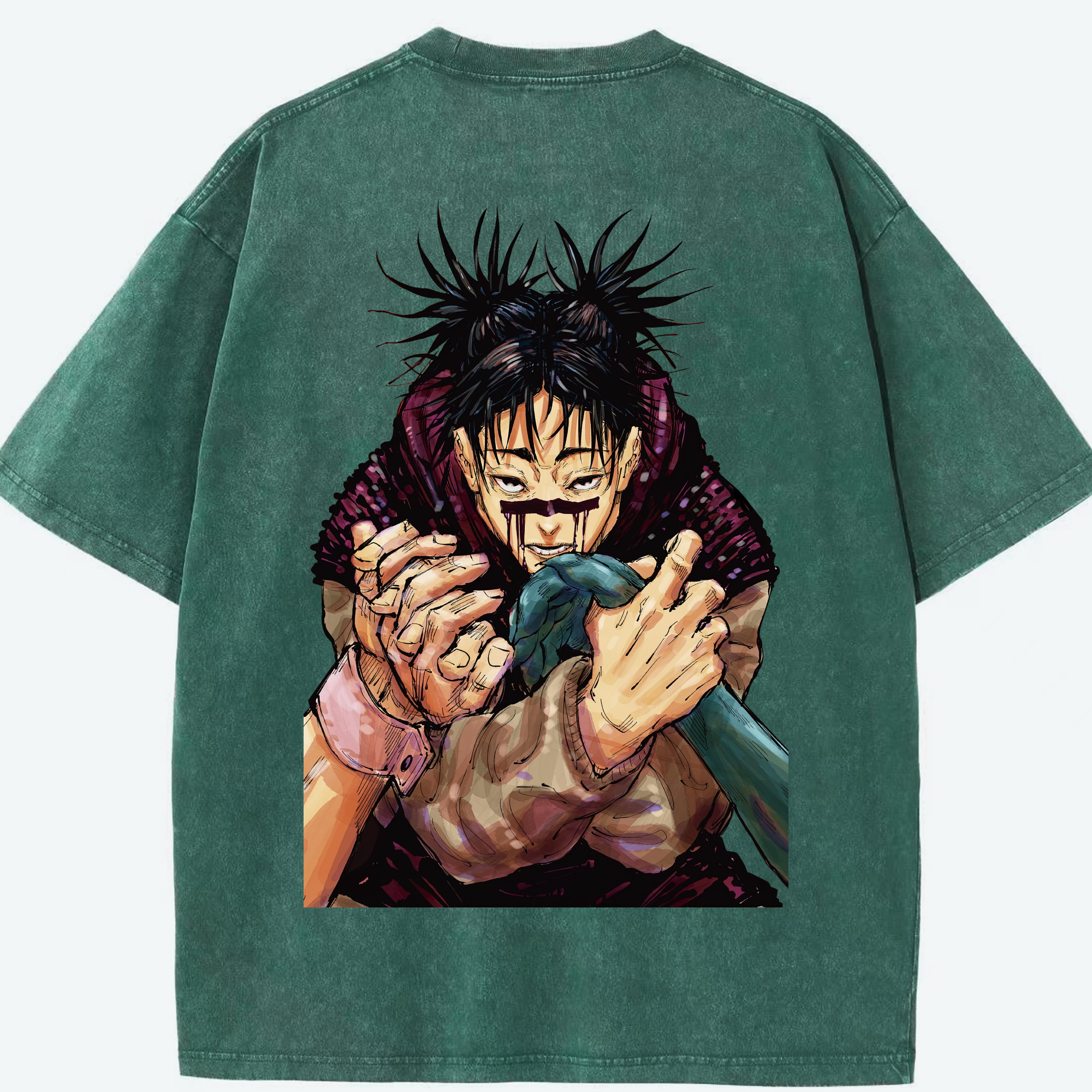 （画像用） 呪術廻戦 Jujutsu Kaisen 綿100% ヴィンテージ風 半袖Tシャツ（背面プリント）